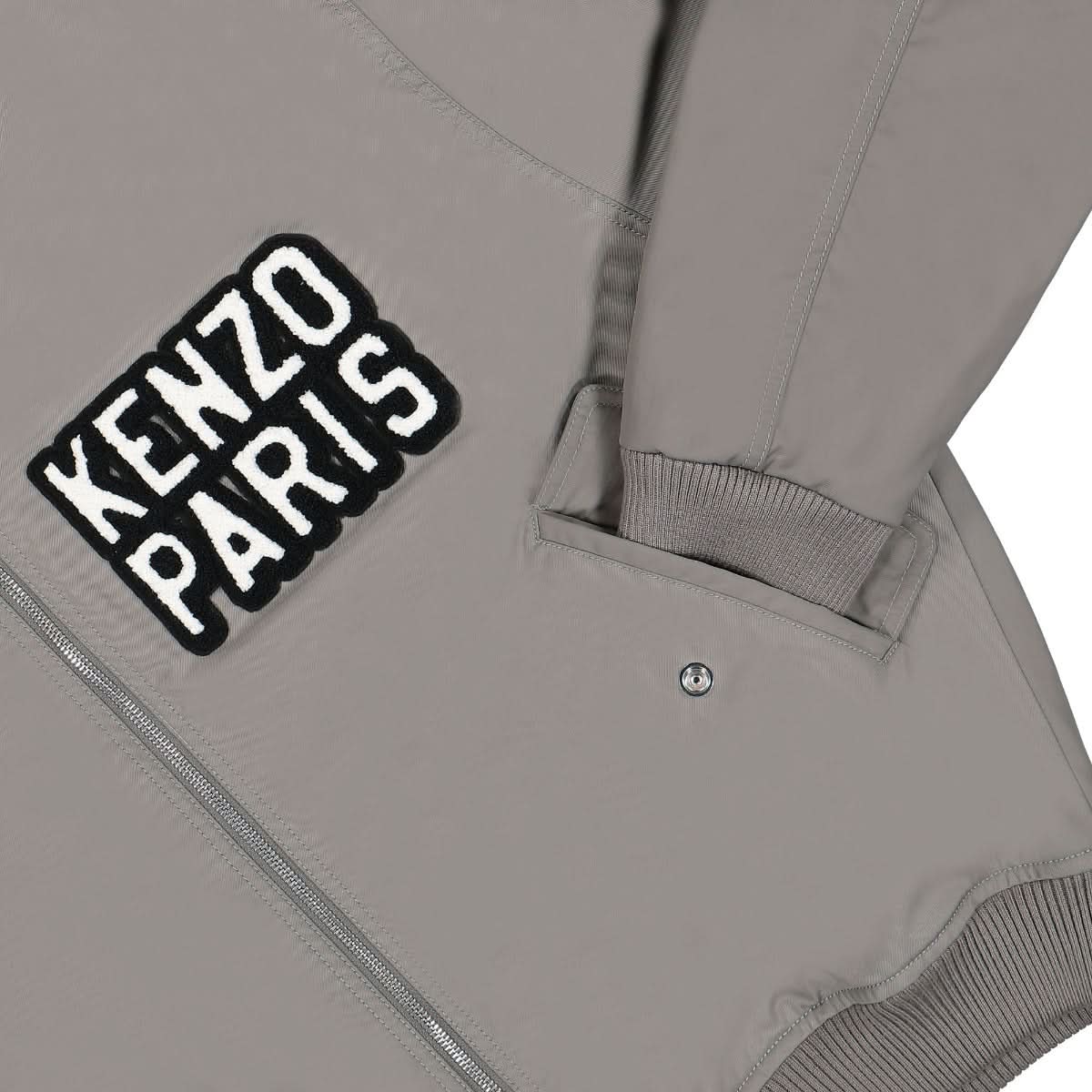 KENZO Elephant Bomber Jacket Grey Detail view 5 | Gate