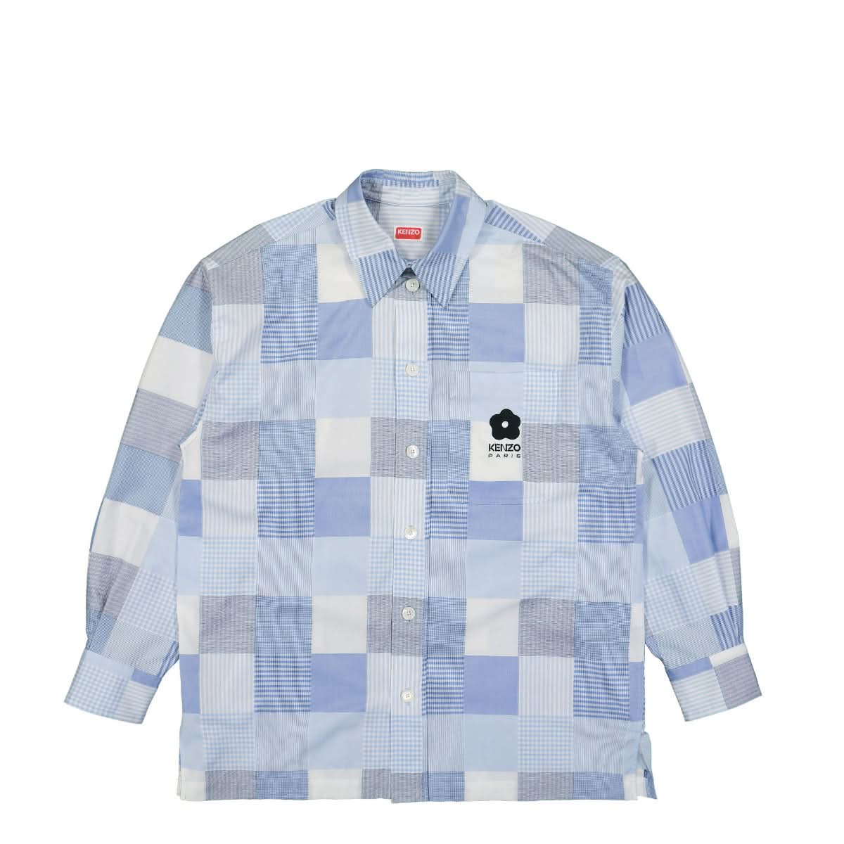 KENZO Patchwork Oversize Shirt Blue Detail view 1 | Gate