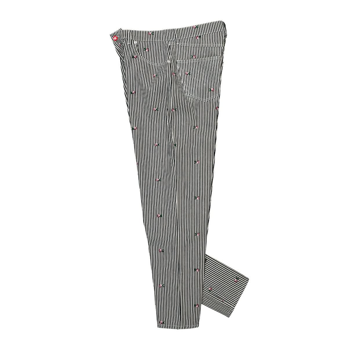 KENZO Rinse Striped Suisen Relaxed Jeans White,Green Detail view 3 | Gate