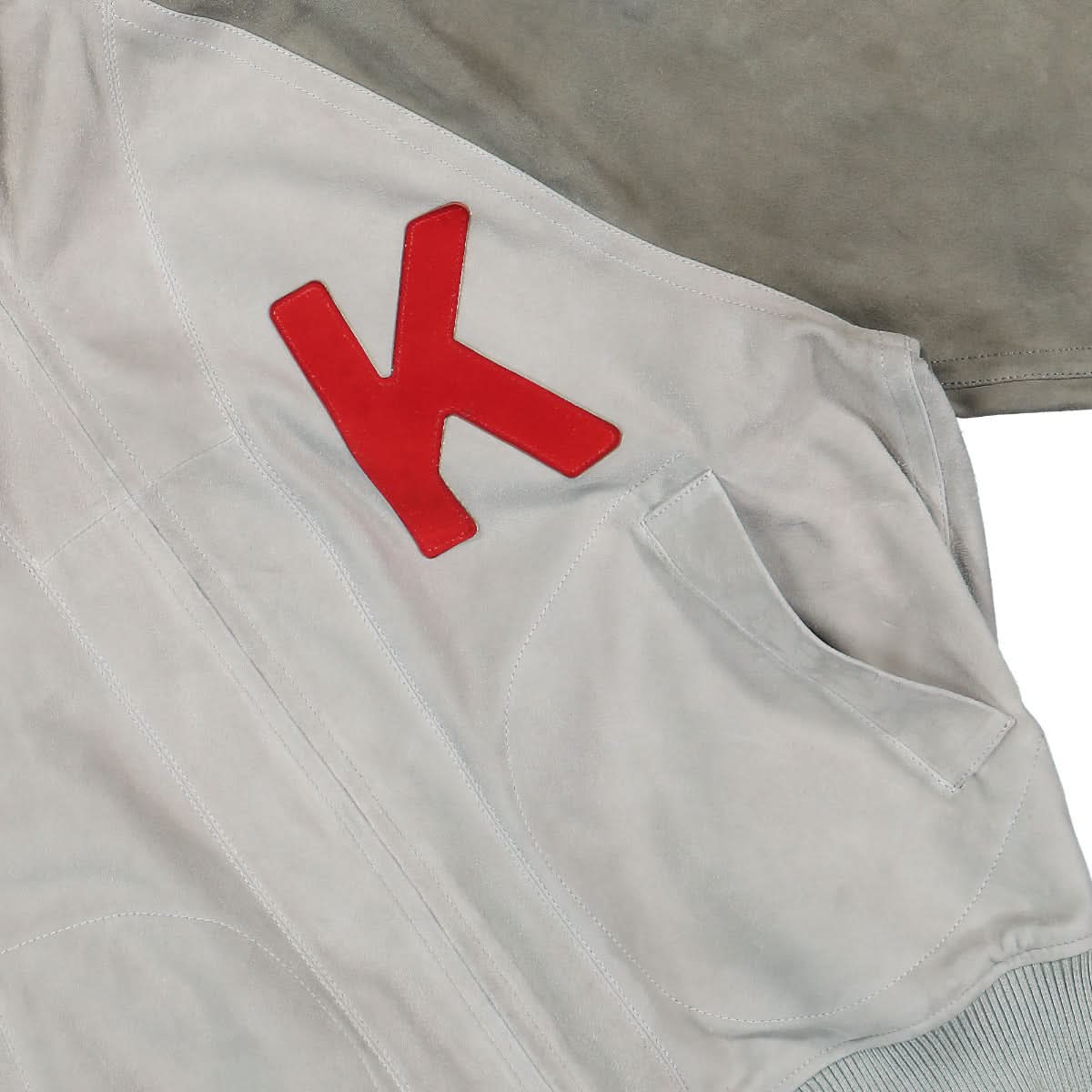 KENZO Elephant Suede Varsity Jacket Grey Detail view 4 | Gate