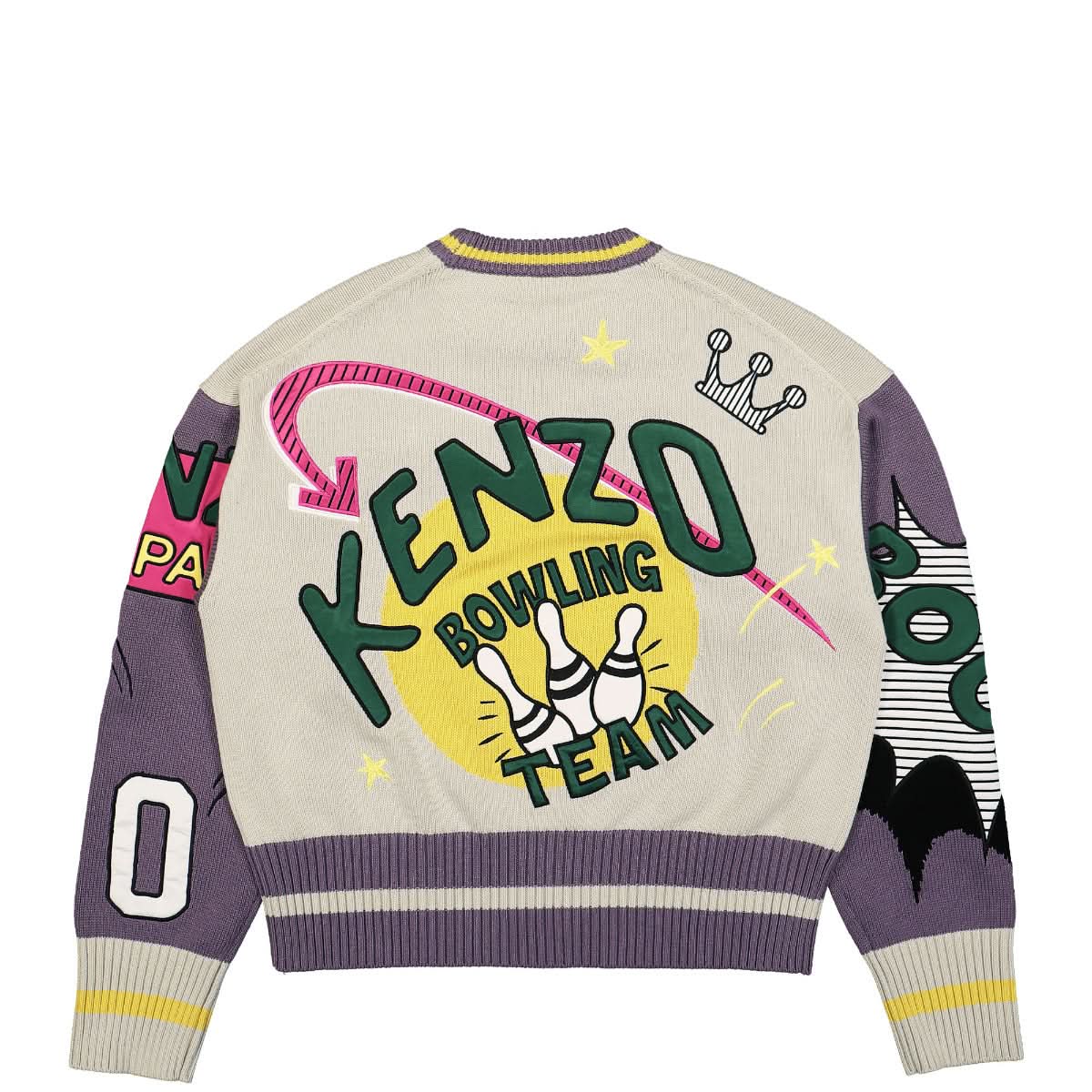 KENZO Bowling Elephant Merino Wool Jumper Multicolor Detail view 2 | Gate