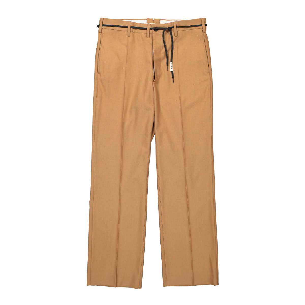 Marni Compact Wool Flannel Trousers Brown Detail view 1 | Gate