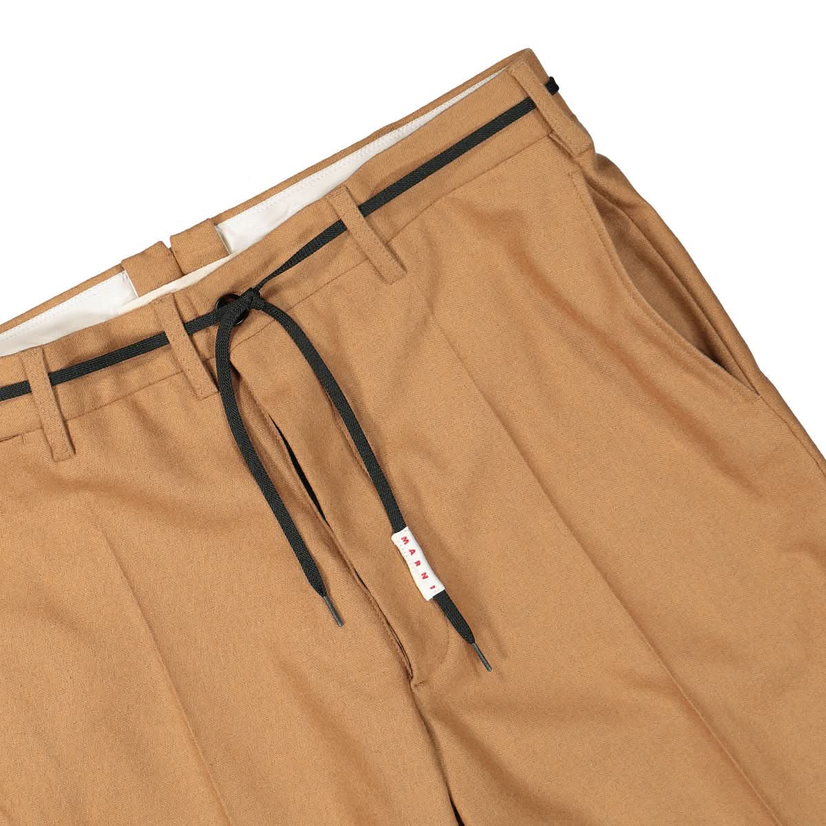 Marni Compact Wool Flannel Trousers Brown Detail view 5 | Gate