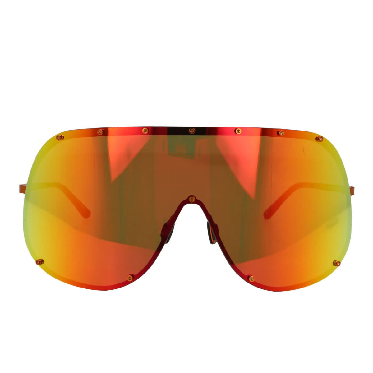 Rick Owens Shield Sunglasses Orange Detail view 2 | Gate