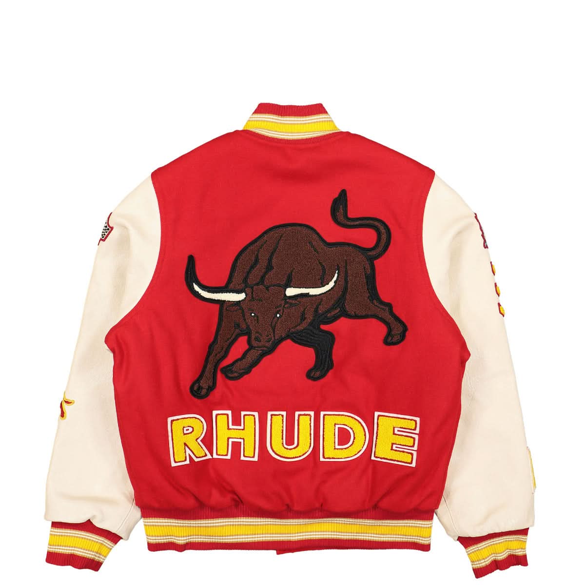 Rhude Bull Market Varsity Jacket Multicolor Detail view 1 | Gate