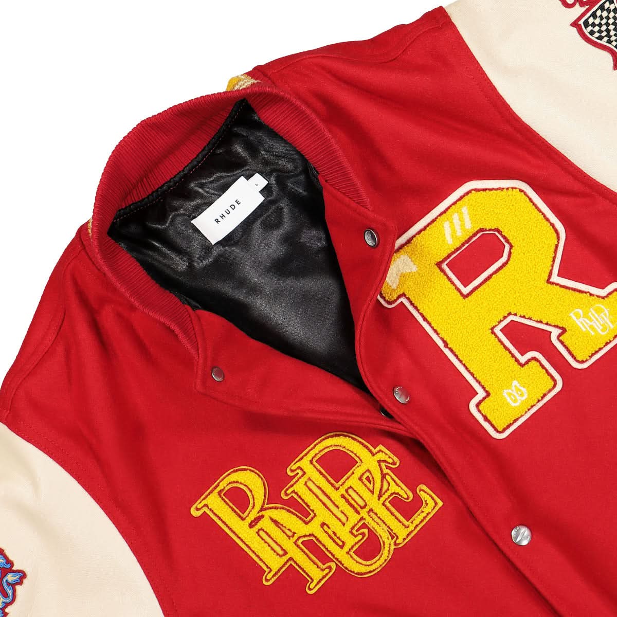 Rhude Bull Market Varsity Jacket Multicolor Detail view 3 | Gate