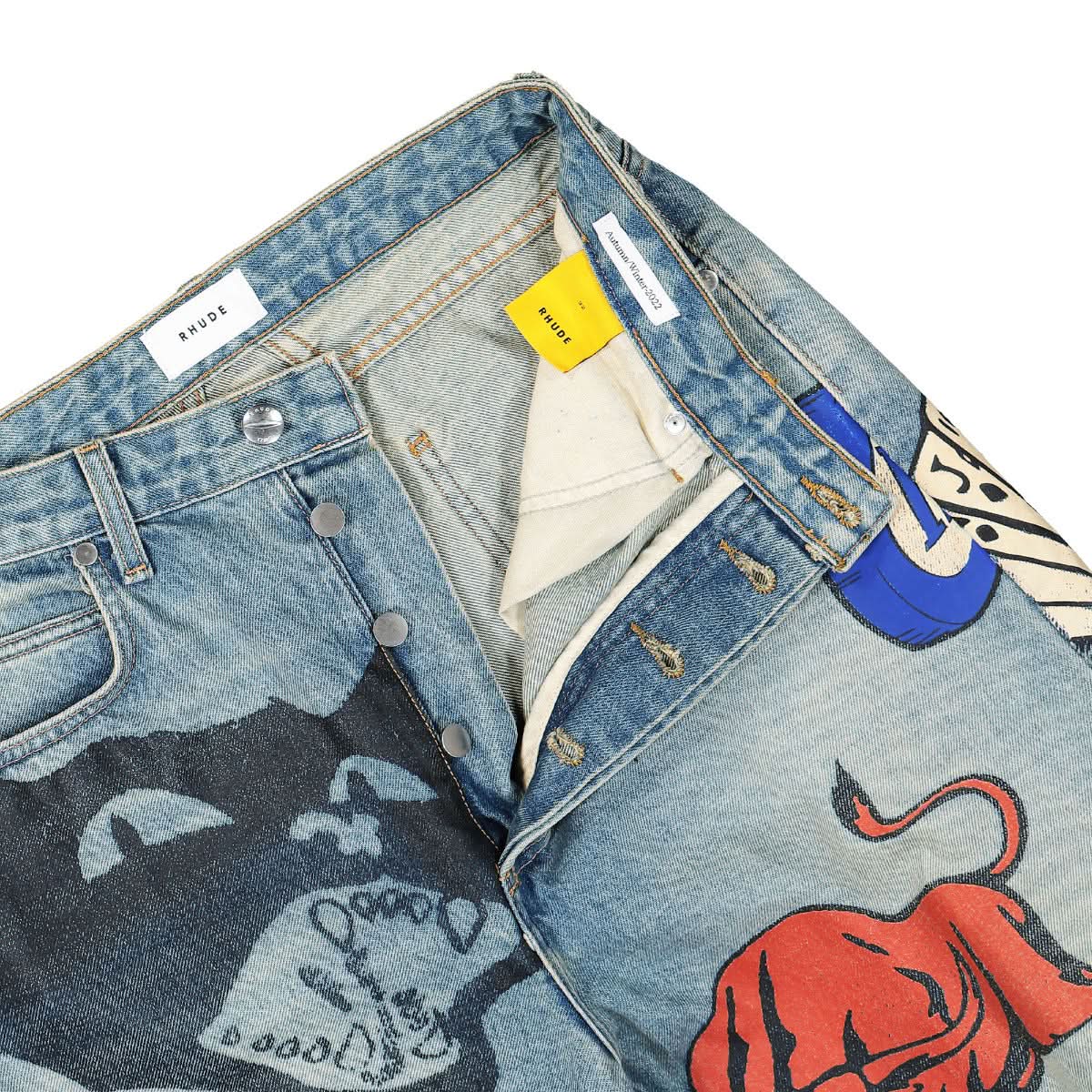 Rhude Doddle Print Denim Blue Detail view 4 | Gate
