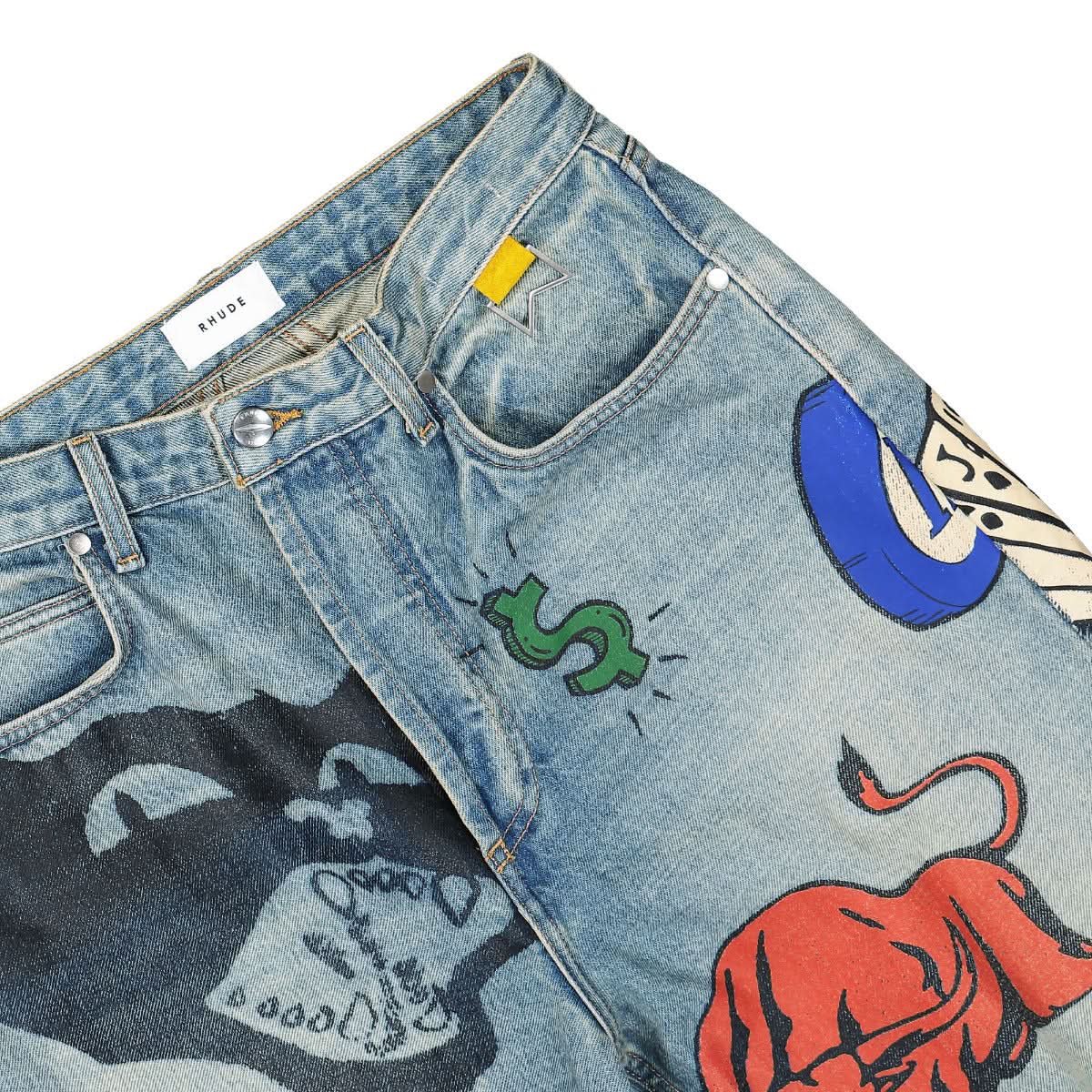 Rhude Doddle Print Denim Blue Detail view 5 | Gate
