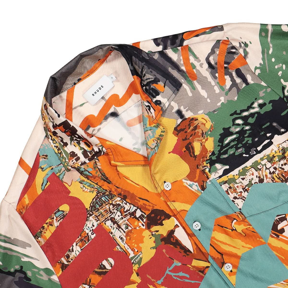 Rhude Silk Racing SS Button Up Multicolor Detail view 3 | Gate