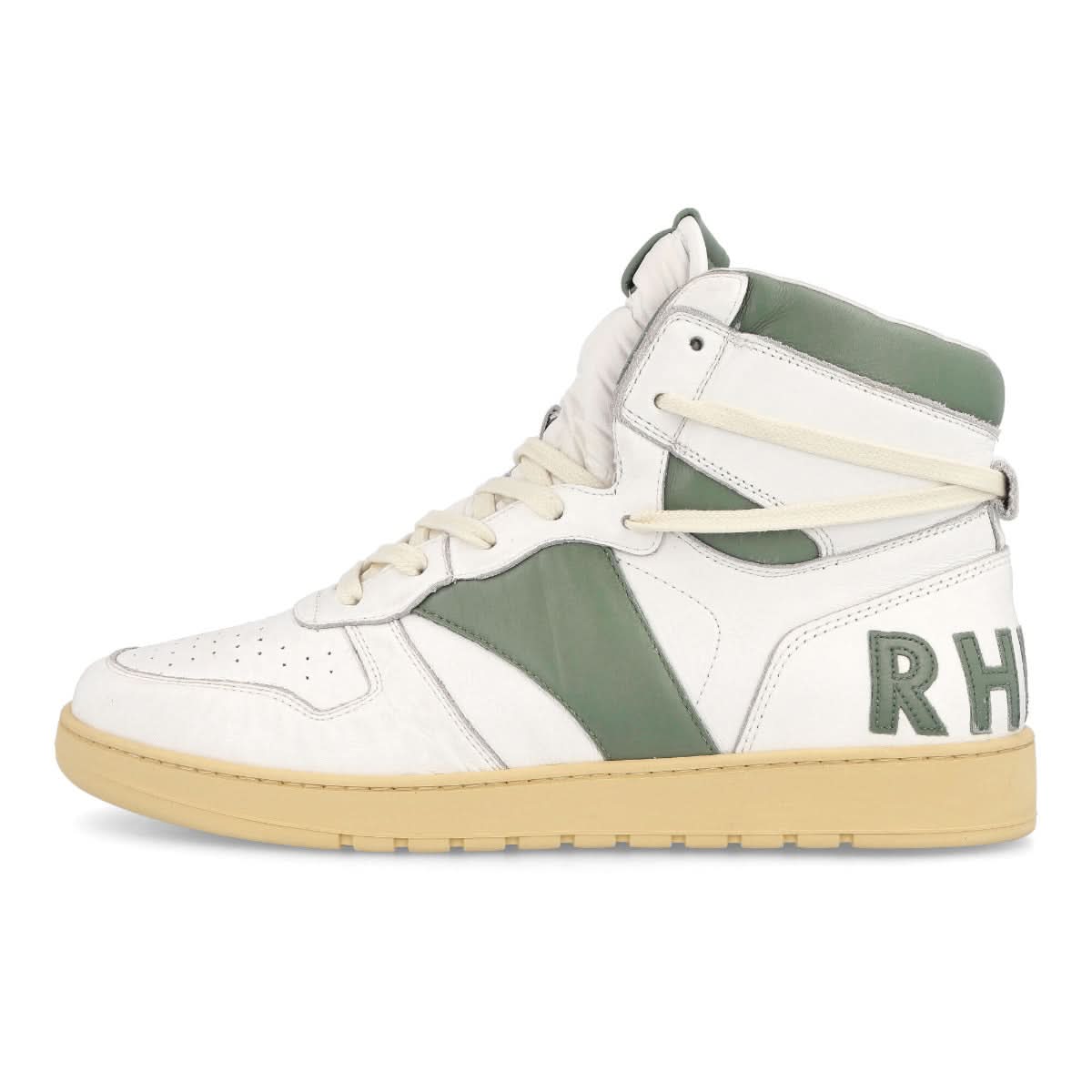 Rhude Rhecess Hi White,Green Sneaker Detail view 1 | Gate