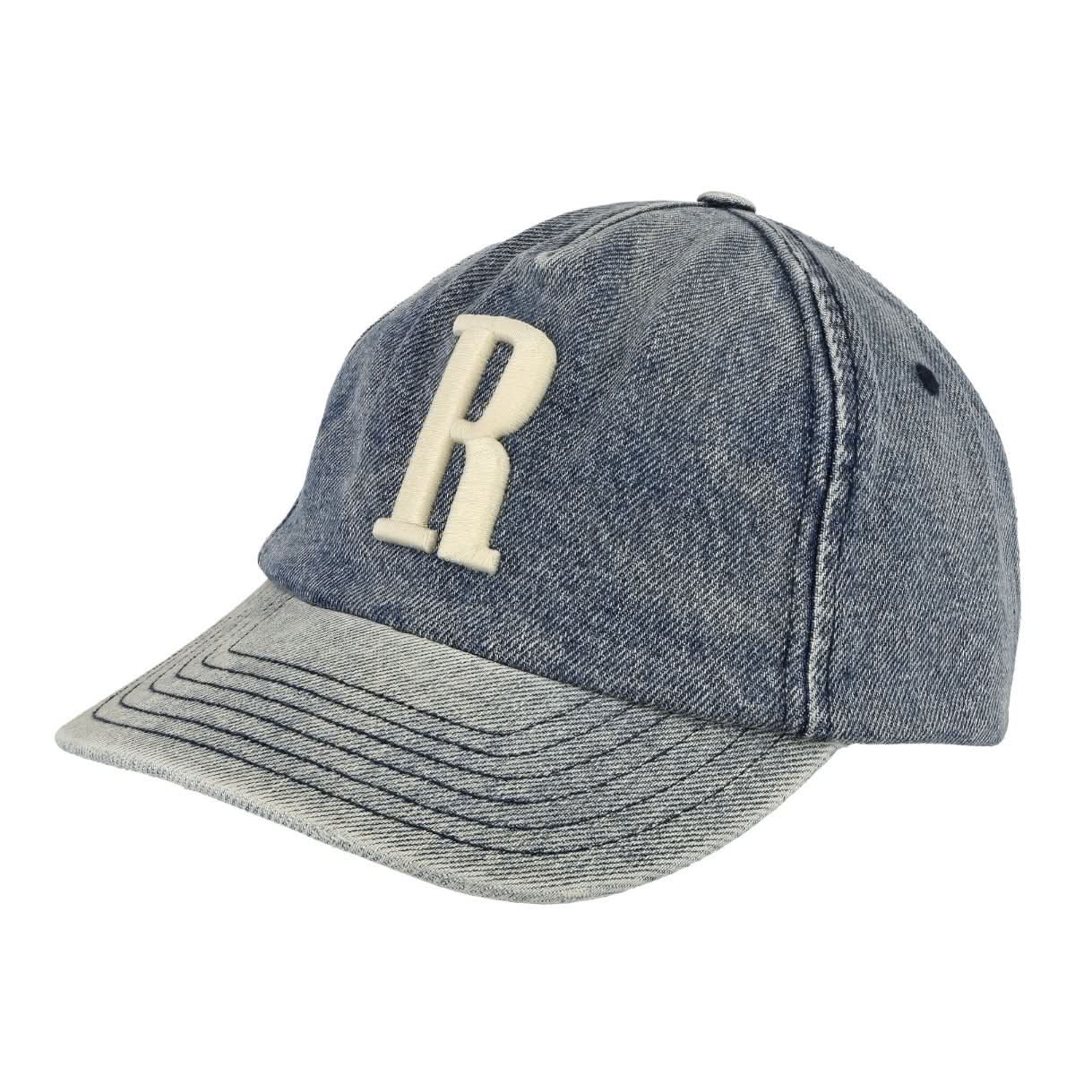 Rhude R Logo Light Denim Hat Blue Detail view 1 | Gate