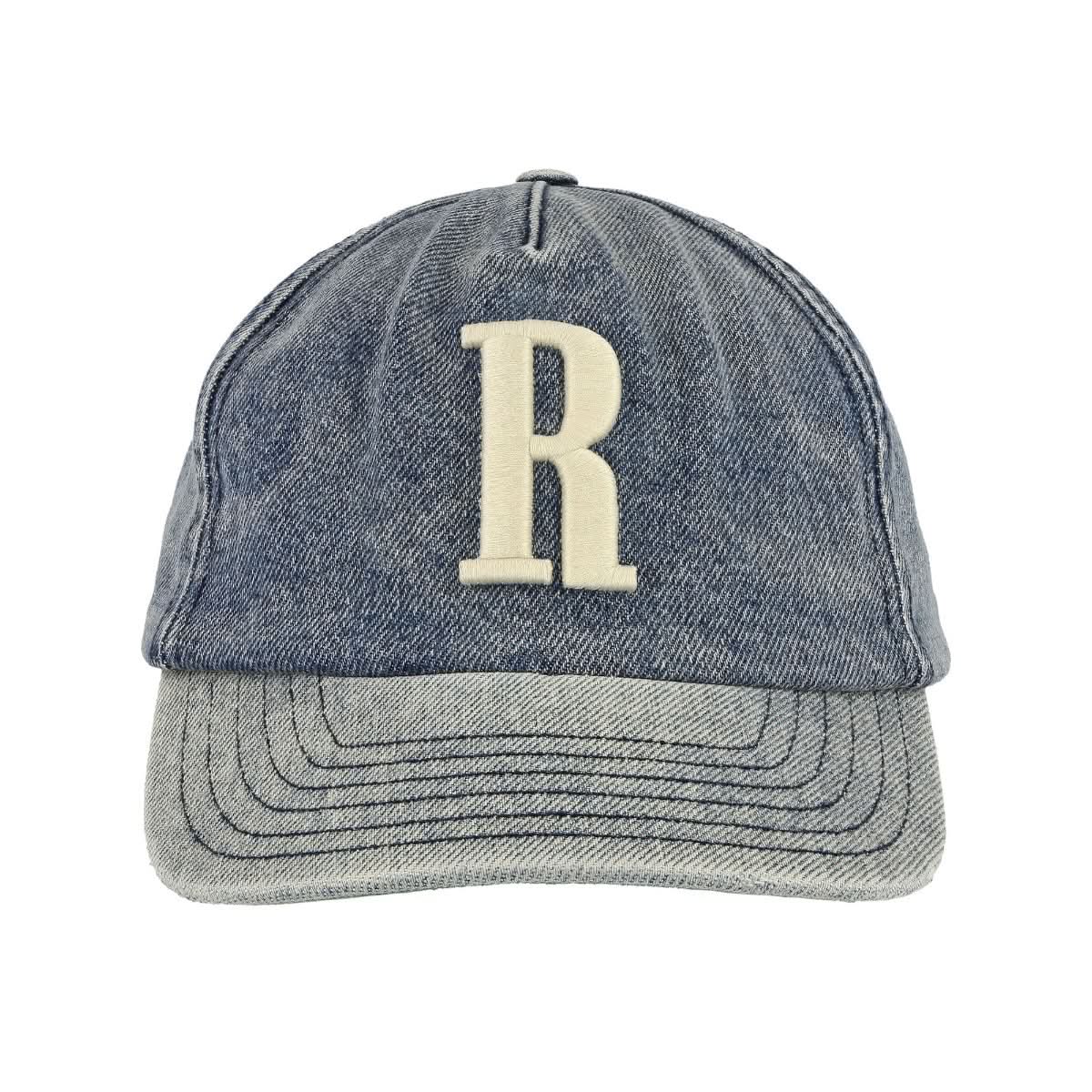 Rhude R Logo Light Denim Hat Blue Detail view 4 | Gate