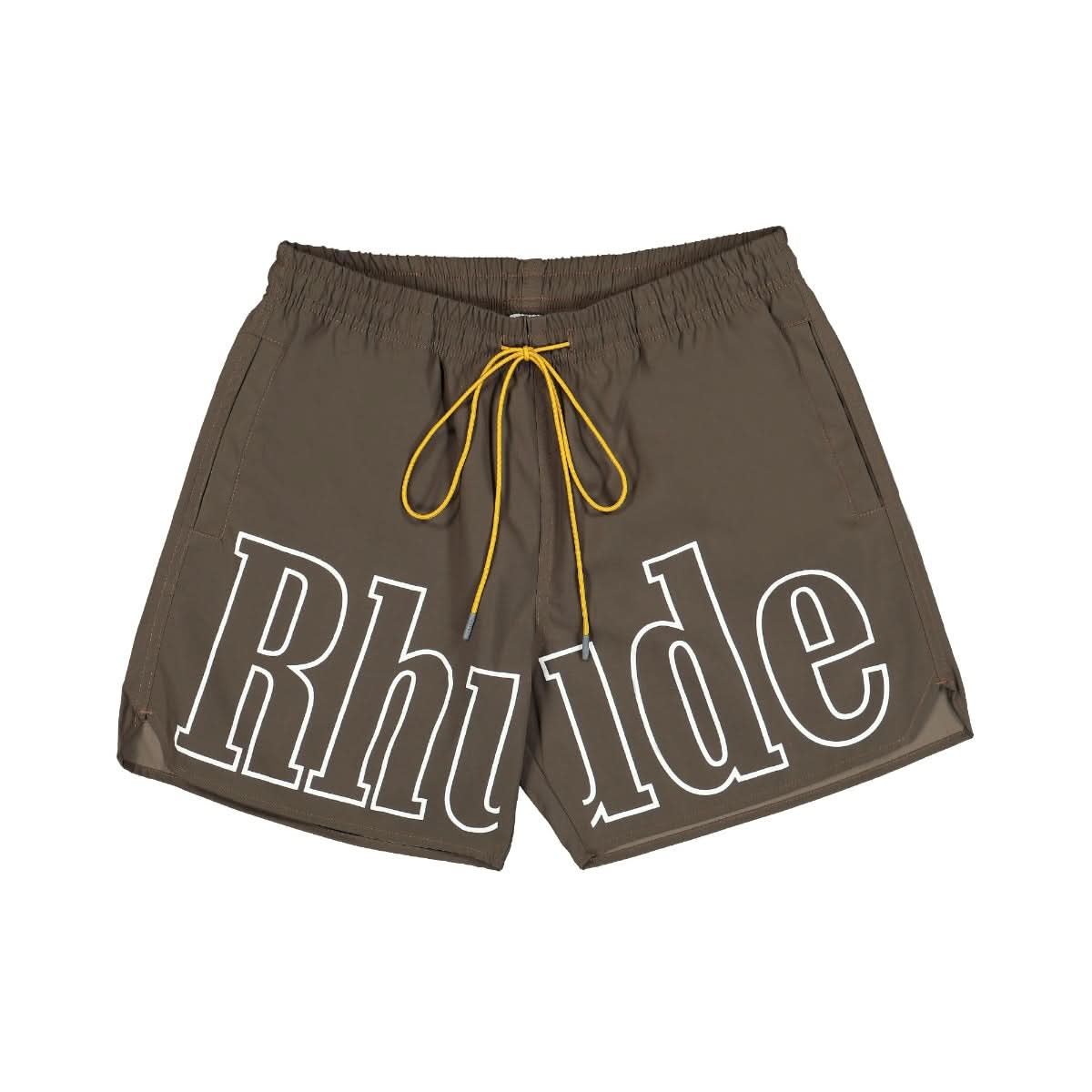 Rhude Logo Swim Trunk Brown,Grey Detail view 1 | Gate