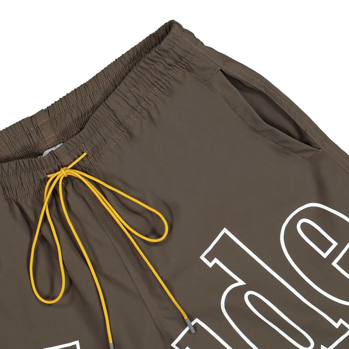 Rhude Logo Swim Trunk Brown,Grey Detail view 4 | Gate