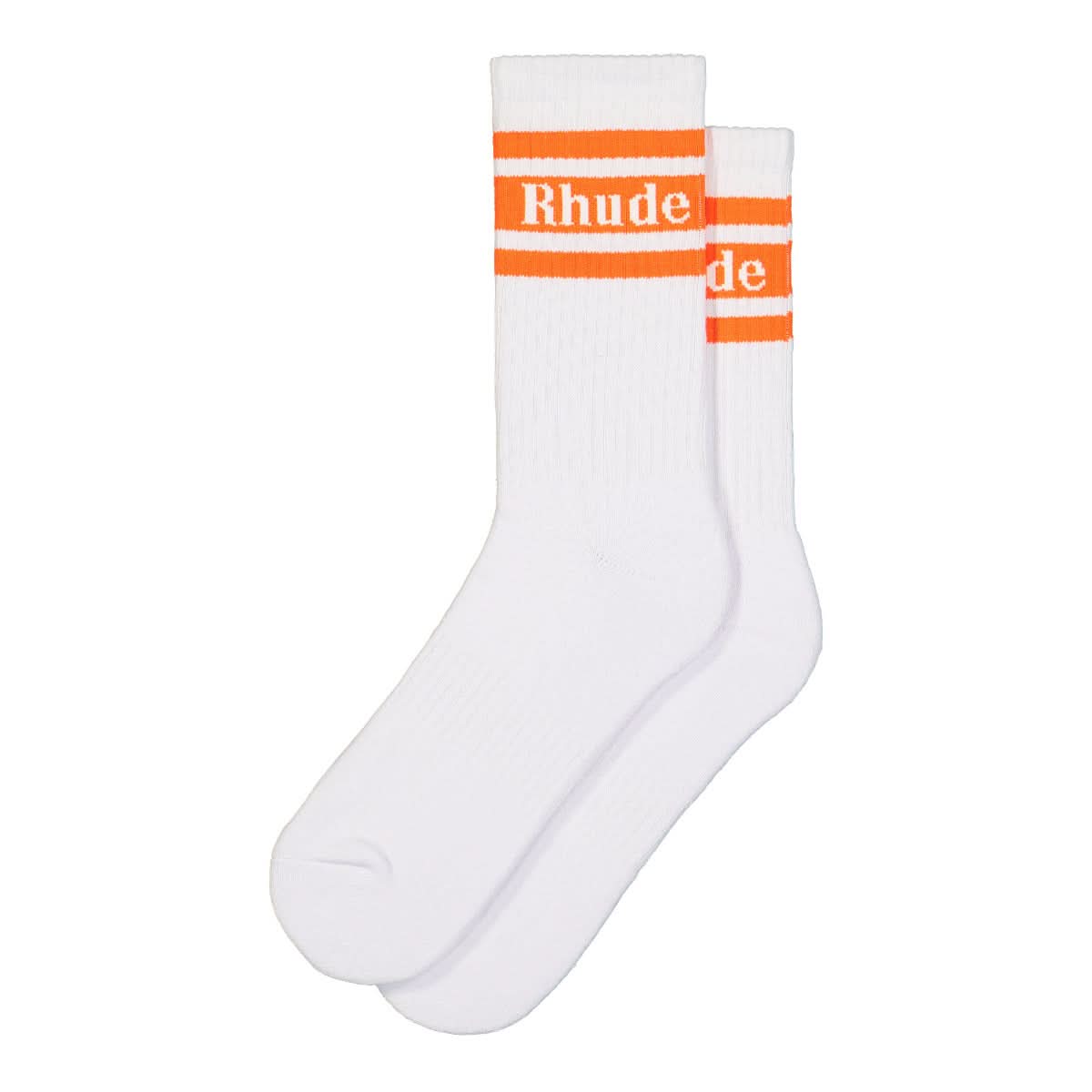 Rhude Striped Logo Socks White,Orange Detail view 1 | Gate
