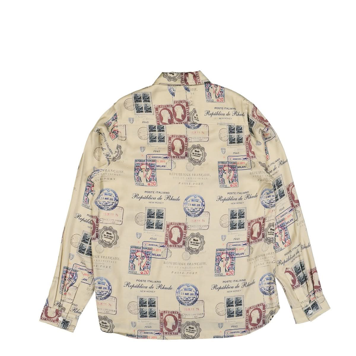 Rhude Passport Stamp Print Shirt Beige,Multicolor Detail view 2 | Gate