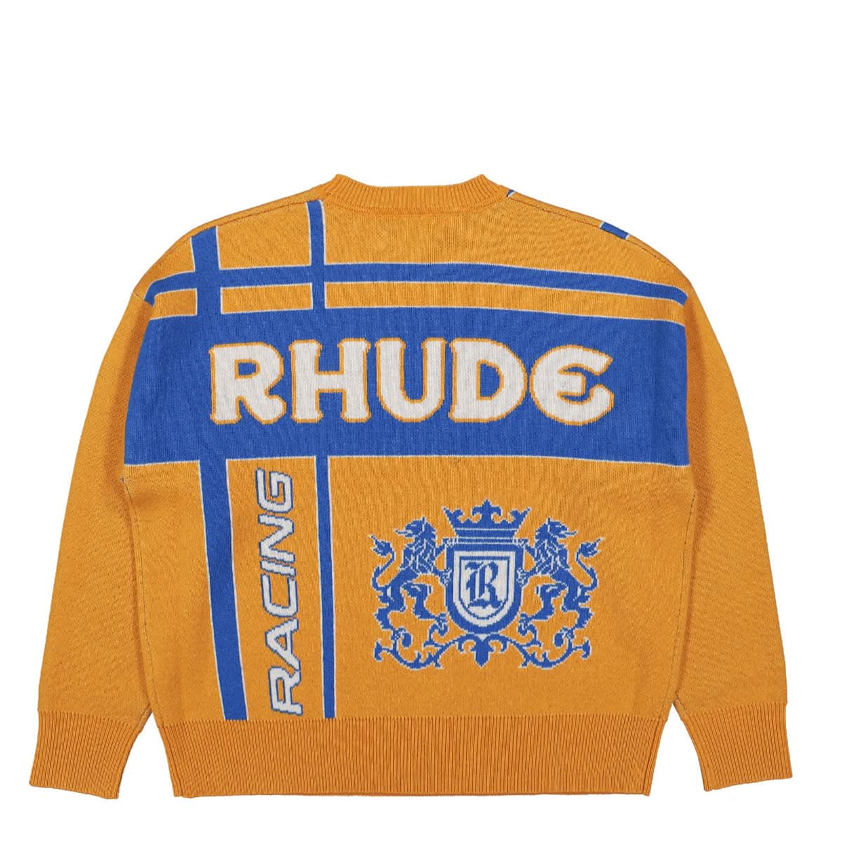 Rhude Palm Knit Crewneck Blue,Orange Detail view 2 | Gate