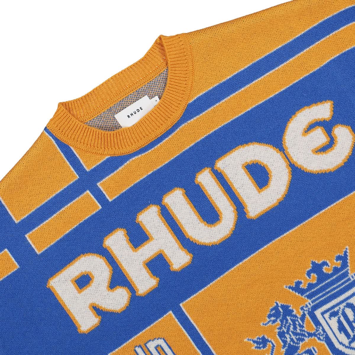 Rhude Palm Knit Crewneck Blue,Orange Detail view 3 | Gate