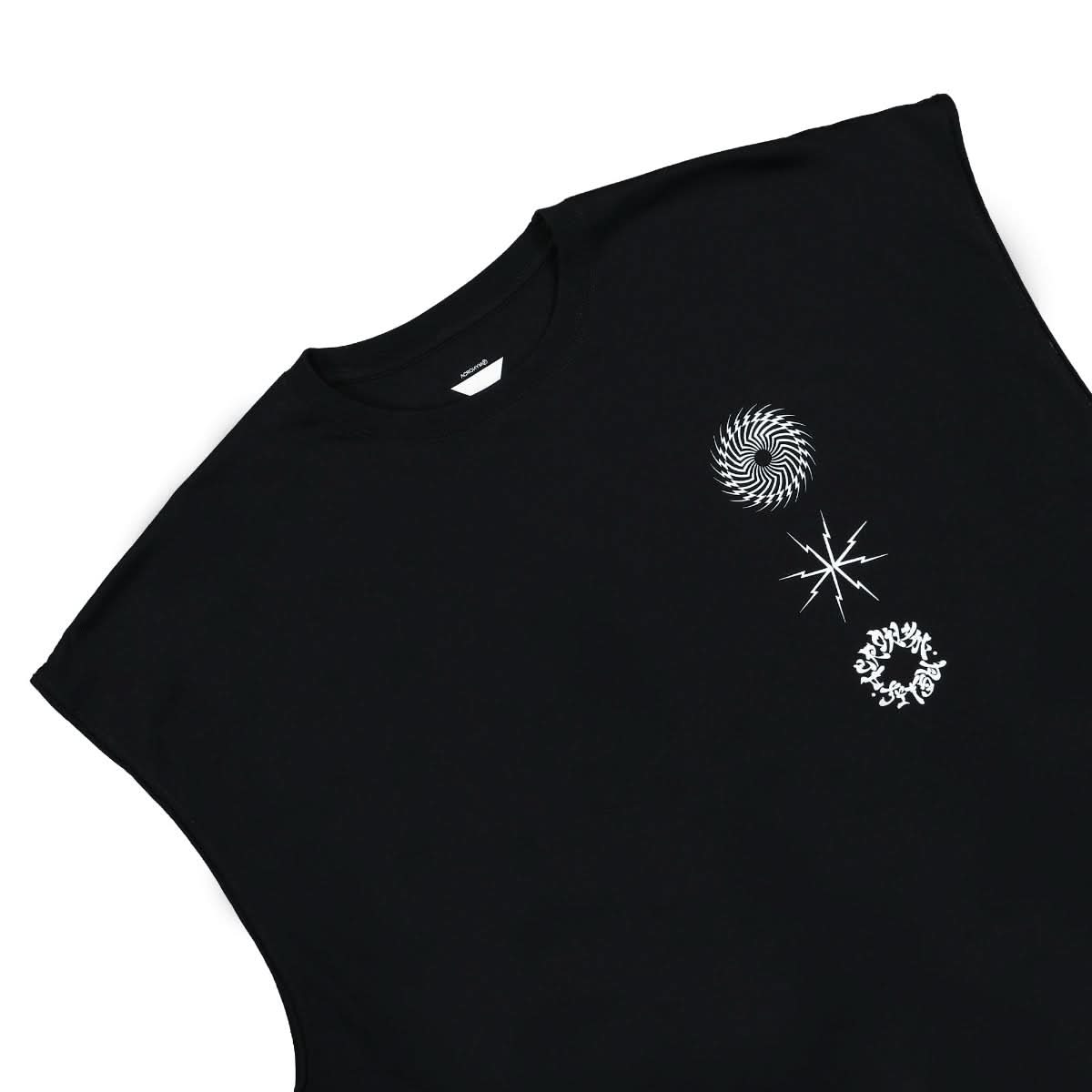 Acronym Pima Cotton Sleeveless T-Shirt Black Detail view 3 | Gate