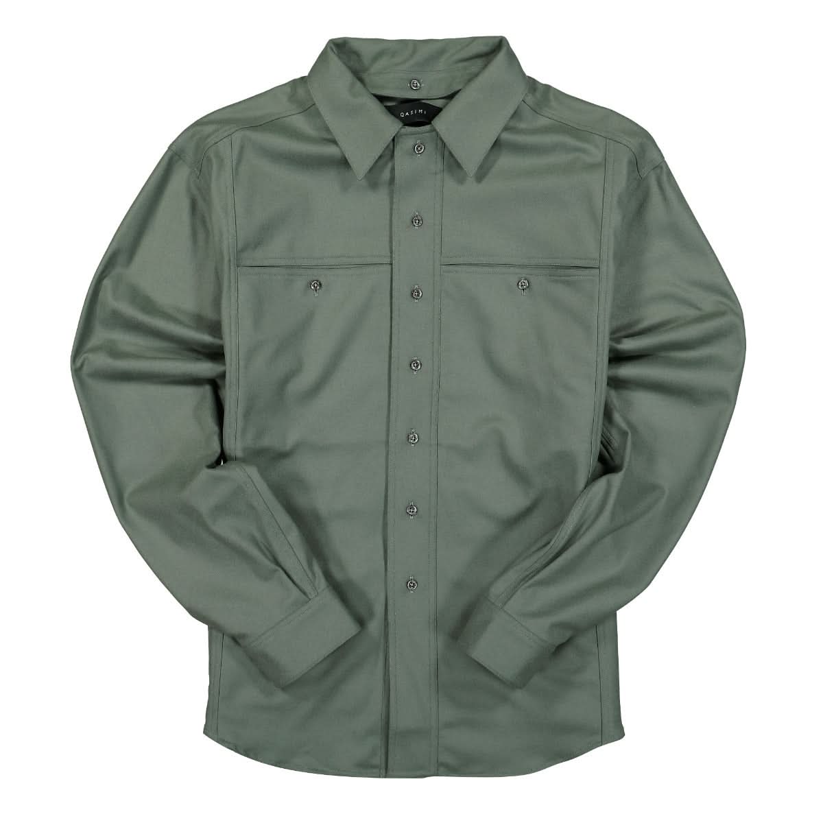 Qasimi Detail Flannel Shirt Green Detail view 1 | Gate