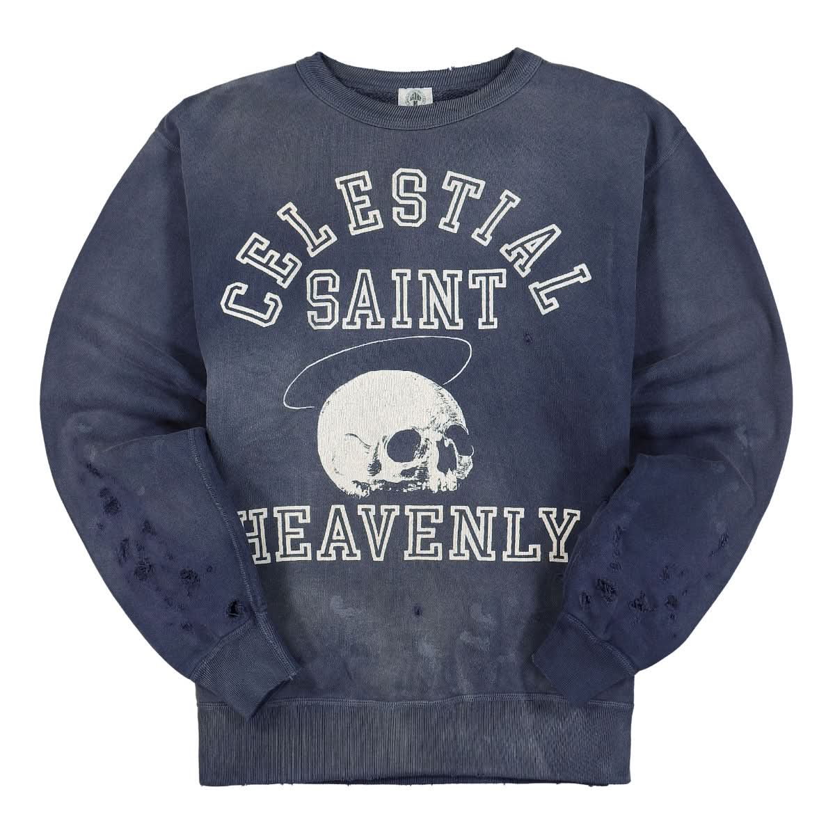 Saint Michael Skull Sweatshirt Blue Detail view 1 | Gate