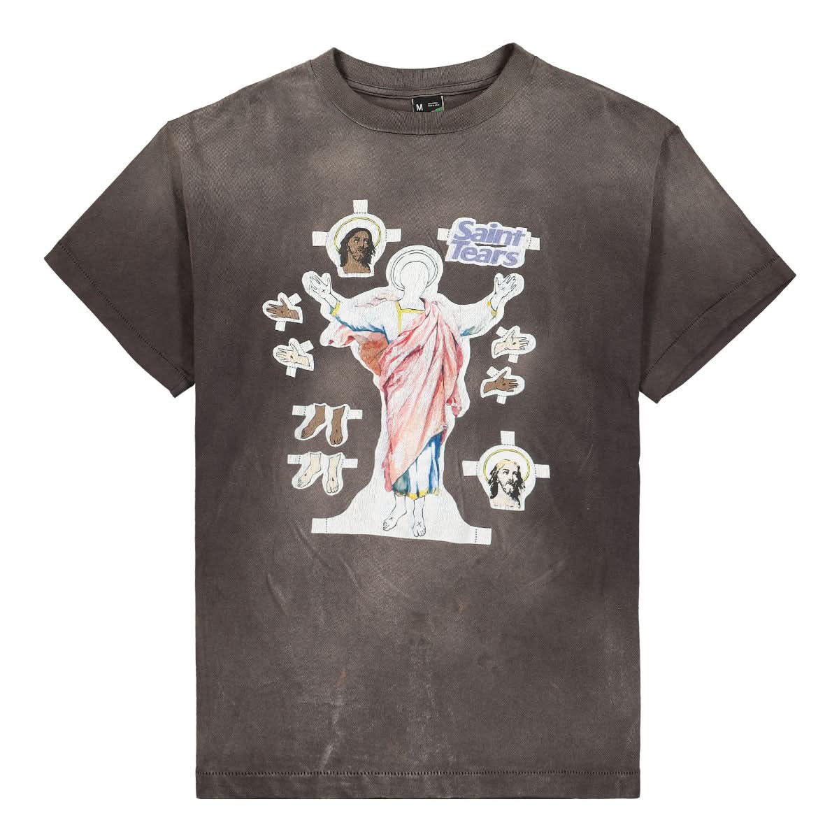 Saint Michael Denim Tears T-Shirt Black Detail view 1 | Gate