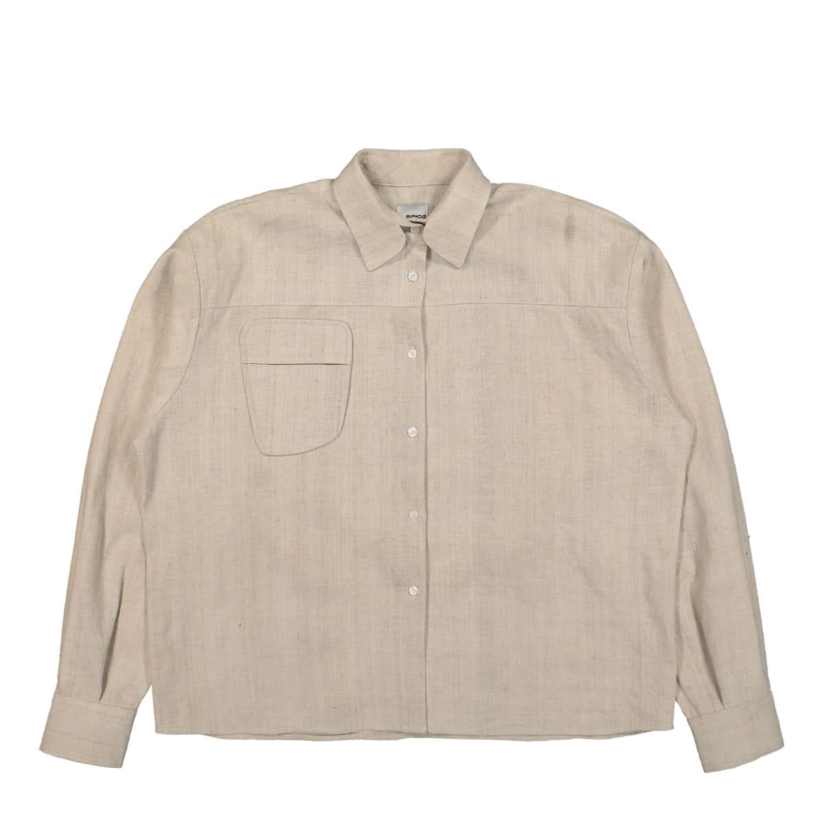 SF1OG Oversized Linen Shirt Beige,Grey Detail view 1 | Gate