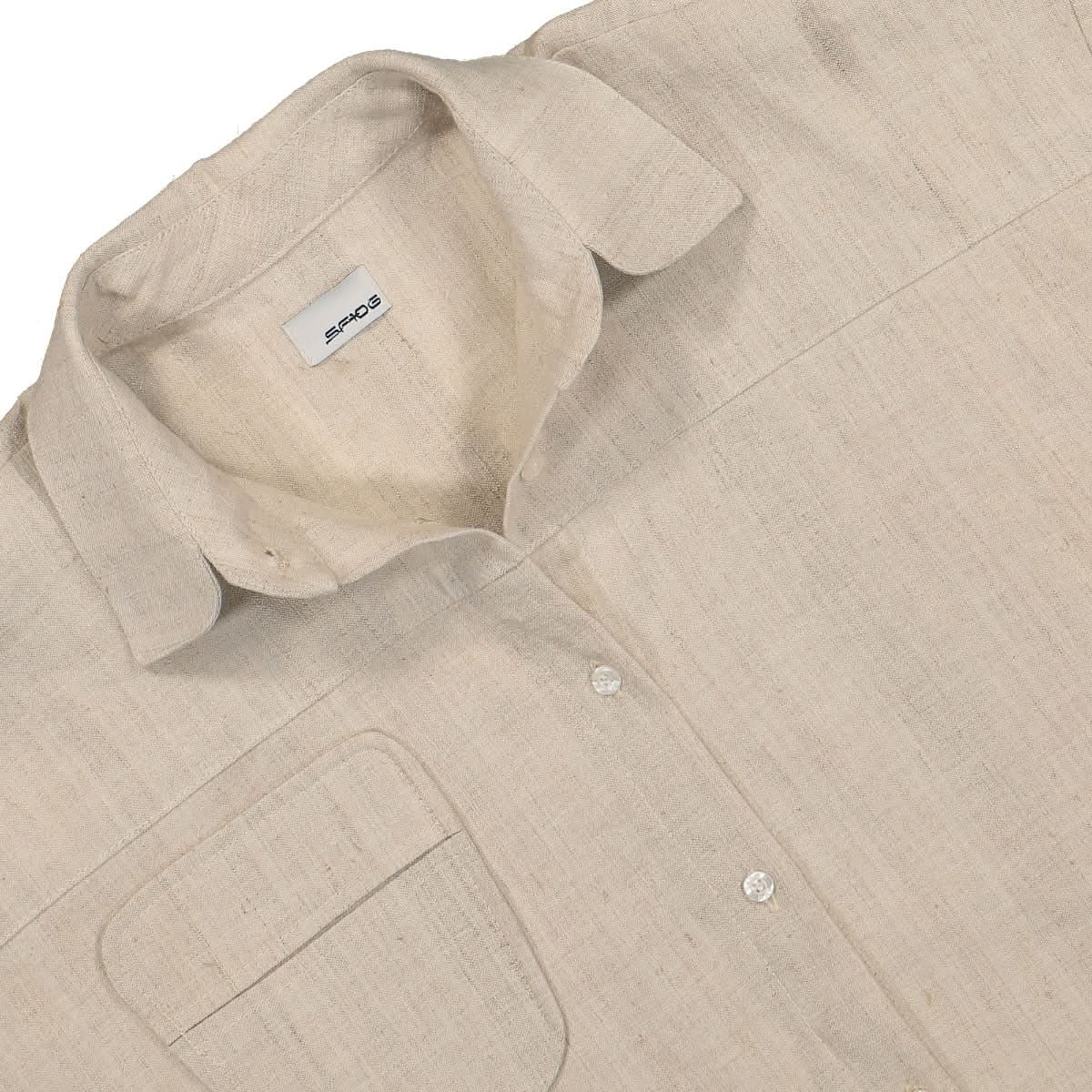 SF1OG Oversized Linen Shirt Beige,Grey Detail view 3 | Gate