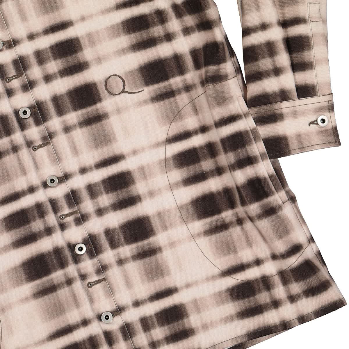 Qasimi Saadi Printed Denim Oversized Shirt Brown Detail view 4 | Gate