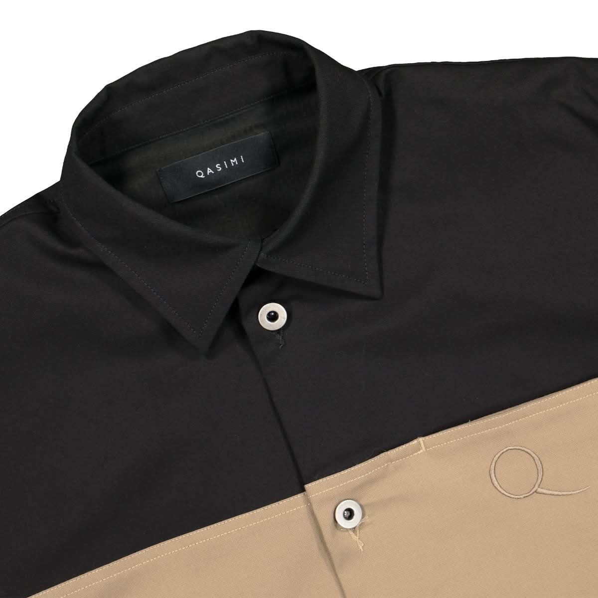 Qasimi Oversized Shirt Black,Beige,White Detail view 3 | Gate