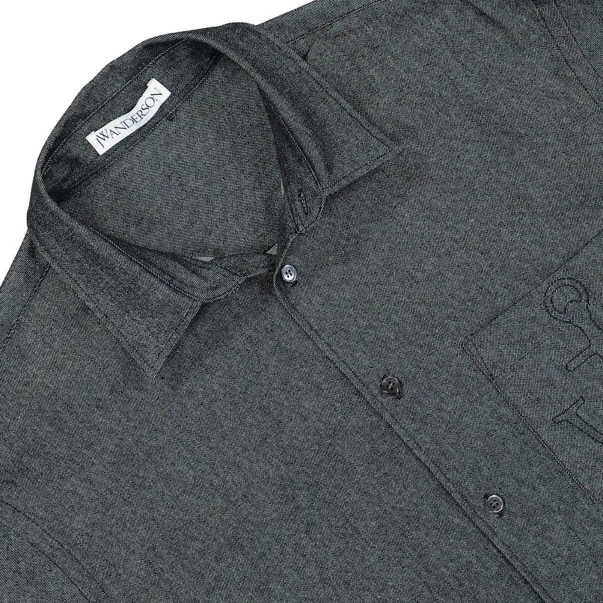 JW Anderson Two Tone Classic Fit Shirt Black,Grey Detail view 3 | Gate