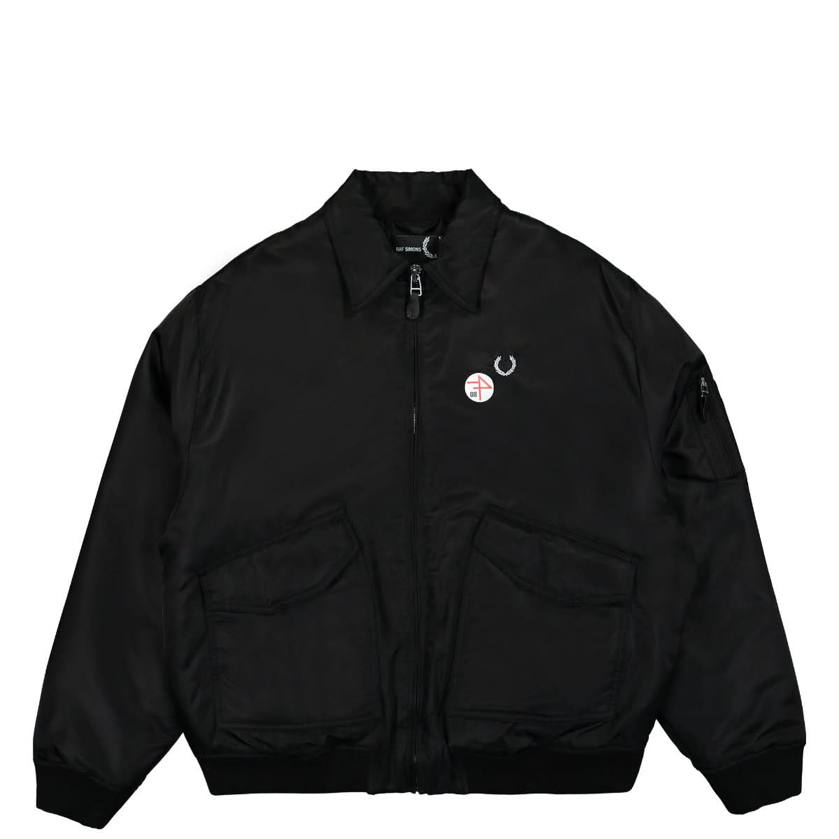 Fred Perry Printed Flight Jacket Black Detail view 1 | Gate