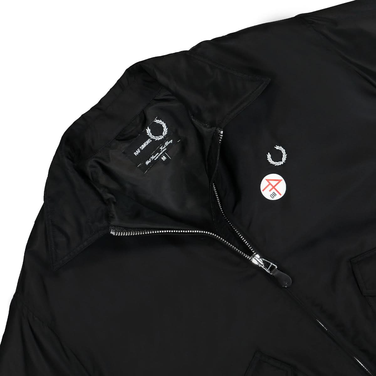 Fred Perry Printed Flight Jacket Black Detail view 3 | Gate