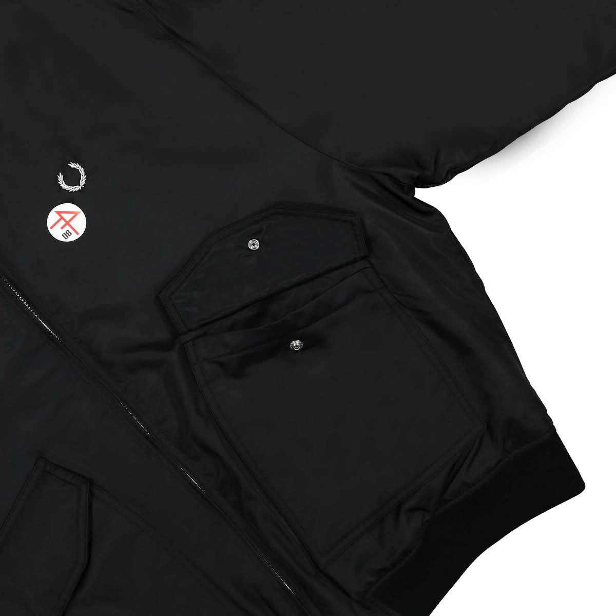 Fred Perry Printed Flight Jacket Black Detail view 5 | Gate