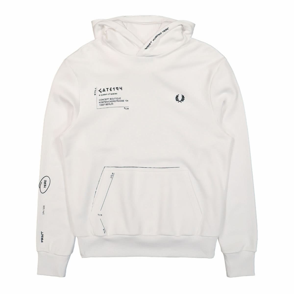 Fred Perry Printed Hooded Sweatshirt White Detail view 1 | Gate