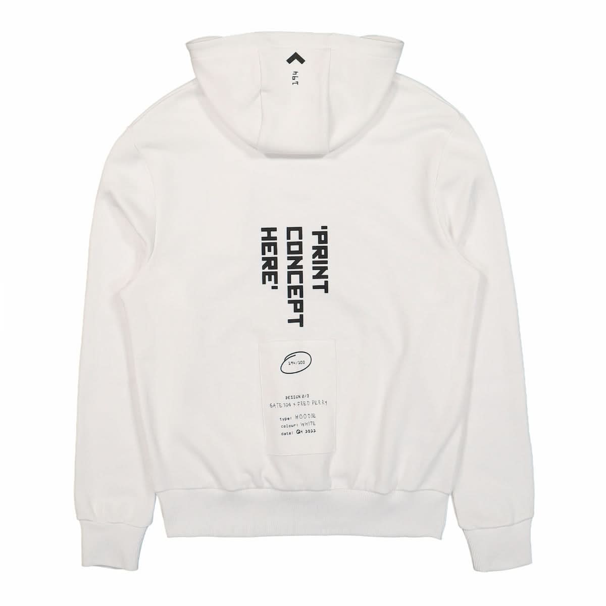 Fred Perry Printed Hooded Sweatshirt White Detail view 2 | Gate