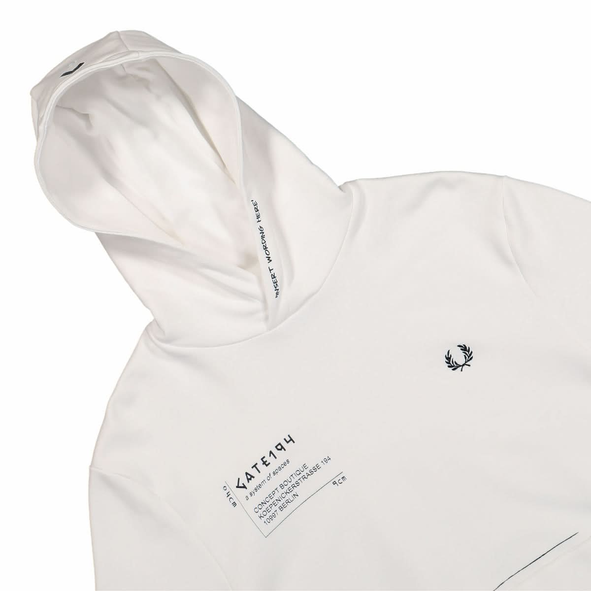 Fred Perry Printed Hooded Sweatshirt White Detail view 3 | Gate