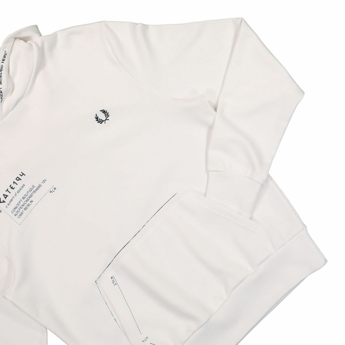 Fred Perry Printed Hooded Sweatshirt White Detail view 4 | Gate
