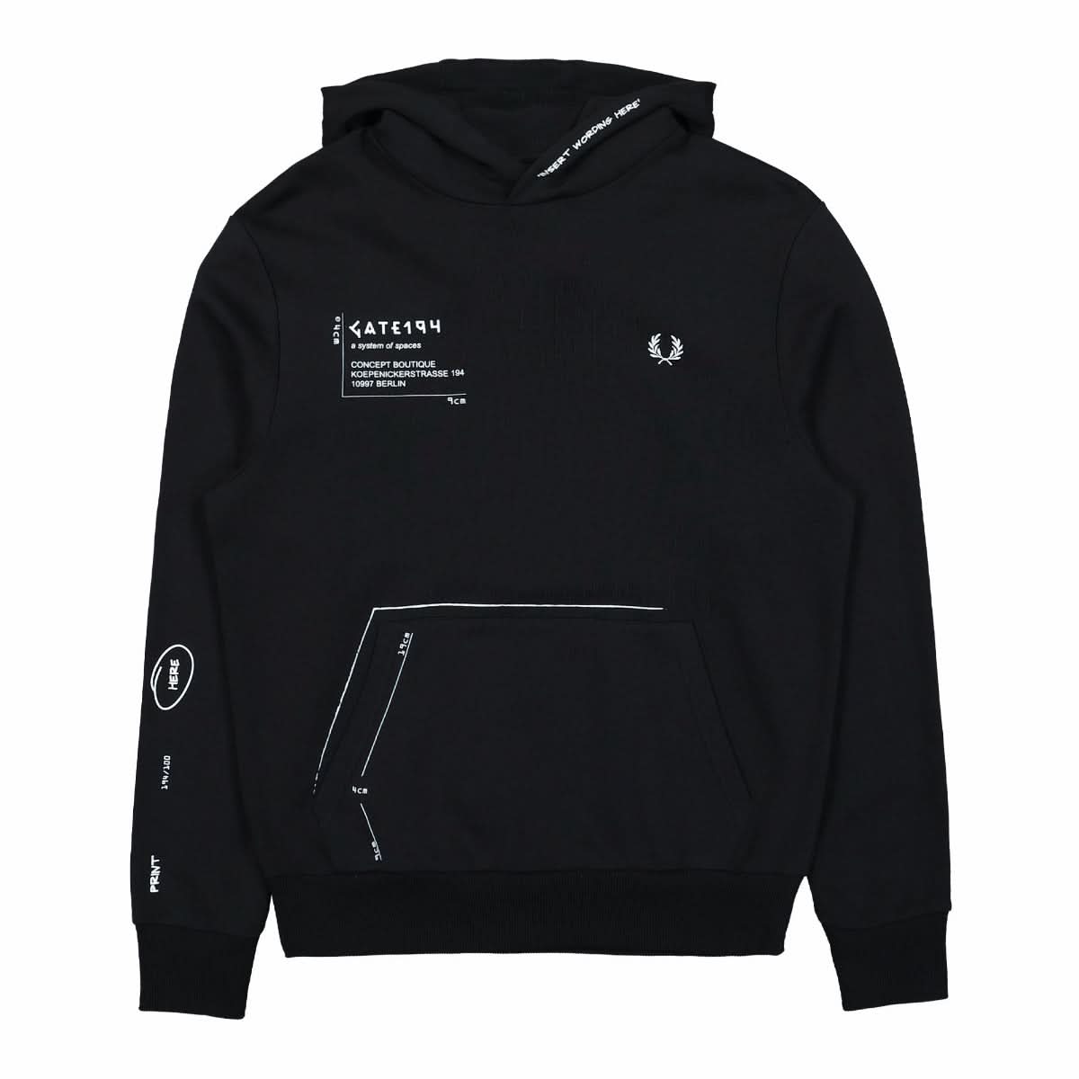 Fred Perry Printed Hooded Sweatshirt Black Detail view 1 | Gate
