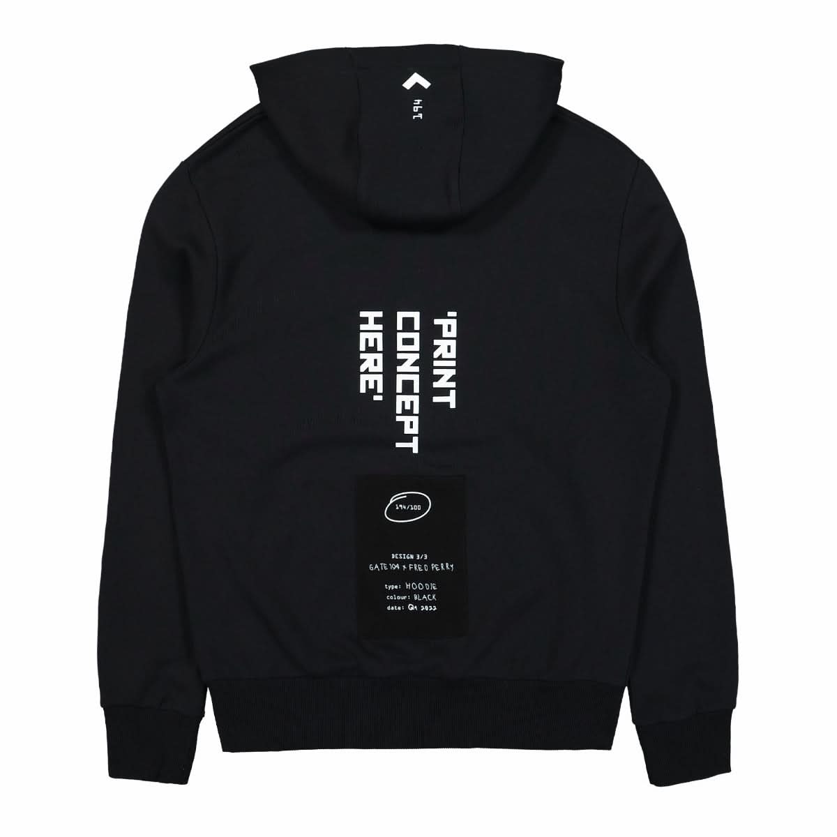 Fred Perry Printed Hooded Sweatshirt Black Detail view 1 | Gate
