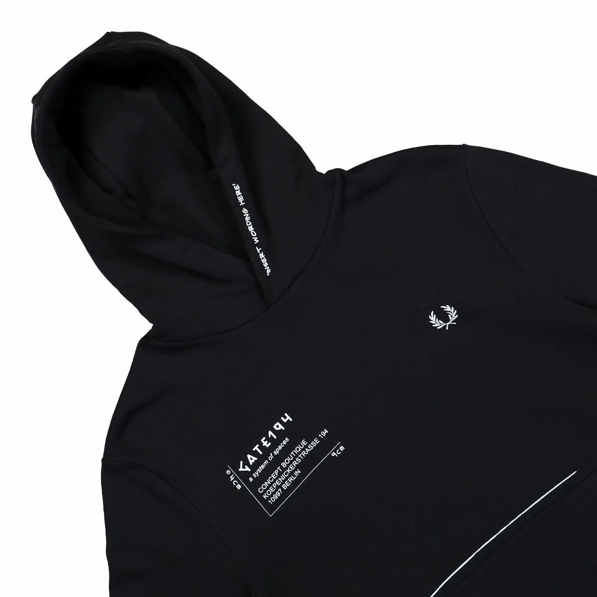 Fred Perry Printed Hooded Sweatshirt Black Detail view 3 | Gate