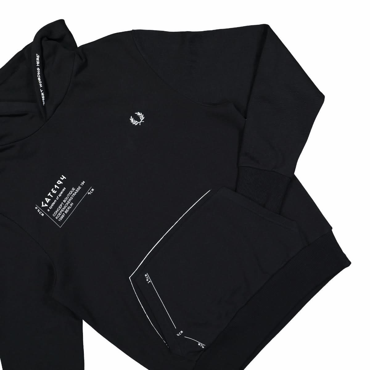 Fred Perry Printed Hooded Sweatshirt Black Detail view 4 | Gate