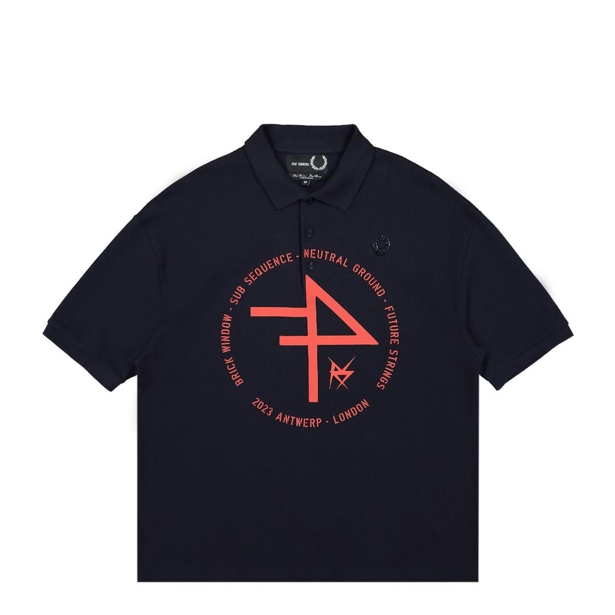 Fred Perry Oversized Printed Polo Shirt Blue,Red Detail view 1 | Gate