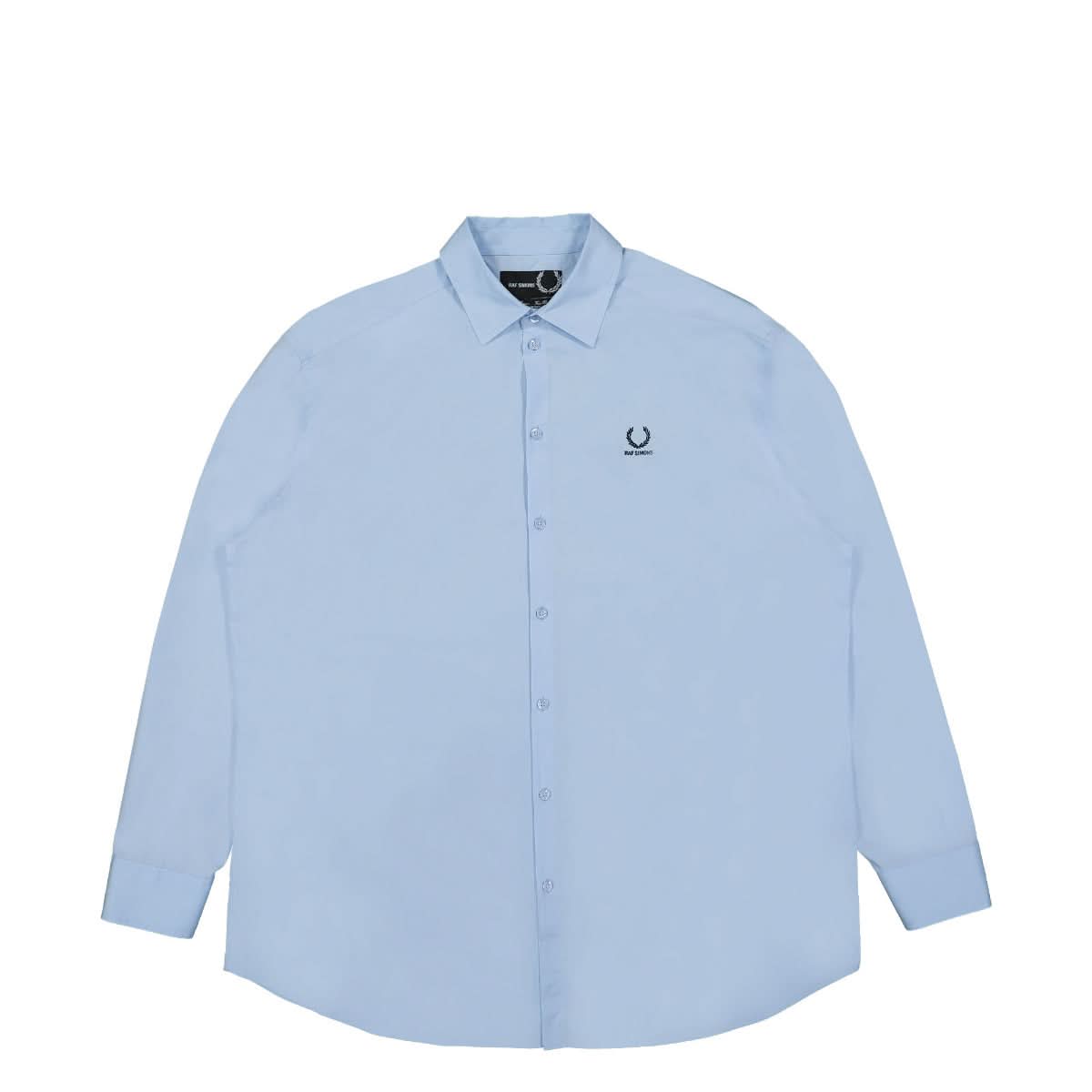 Fred Perry Embroidered Oversized Shirt Blue Detail view 1 | Gate