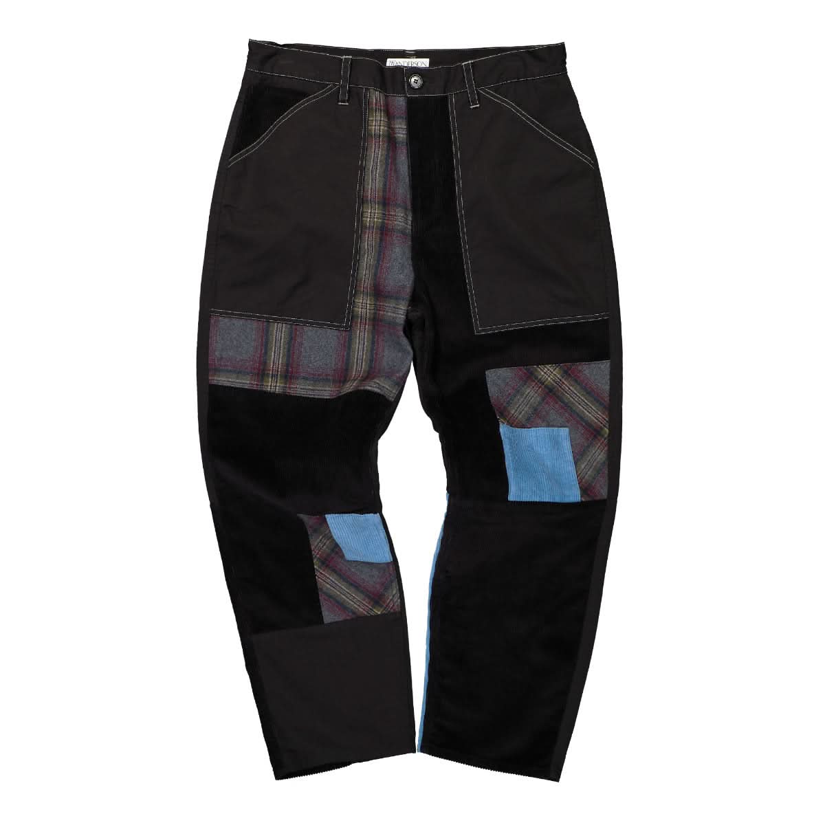 JW Anderson Cropped Patchwork Fatigue Trousers Black Detail view 1 | Gate