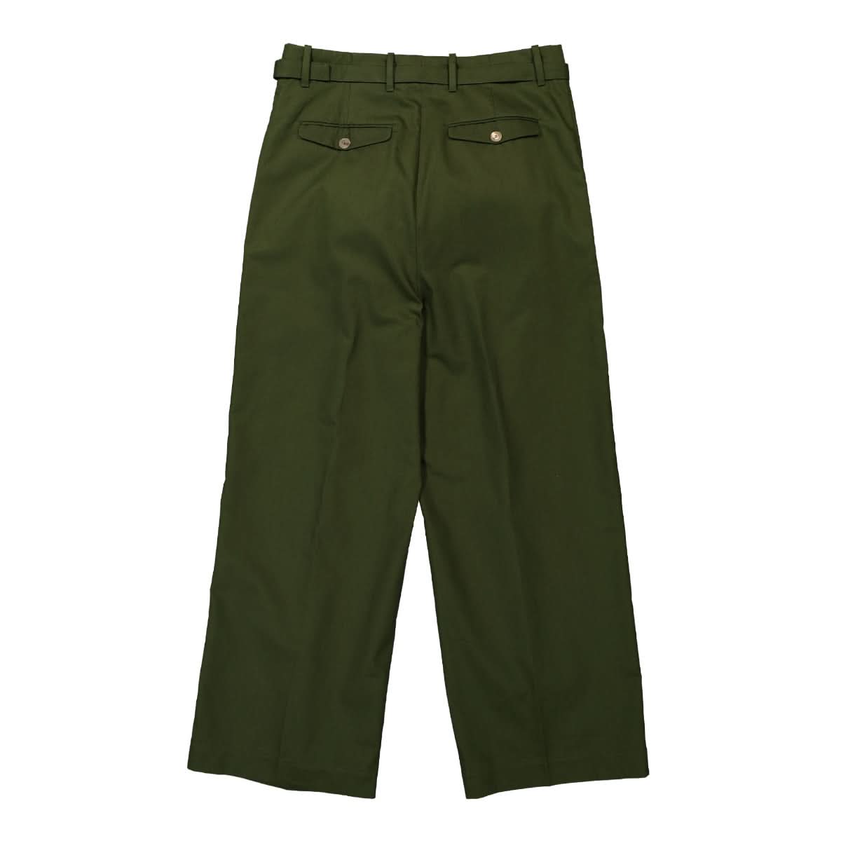 JW Anderson Wide Leg Pleat Front Trousers Green Detail view 1 | Gate