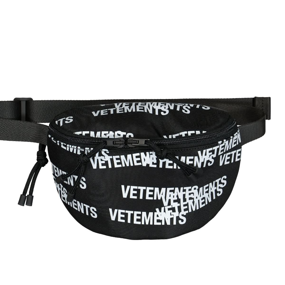 VETEMENTS Stamped Logo Fanny Pack Black Detail view 1 | Gate