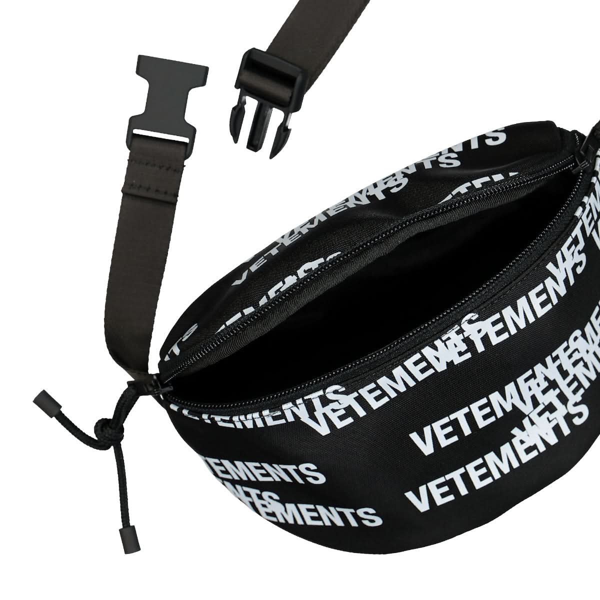 VETEMENTS Stamped Logo Fanny Pack Black Detail view 3 | Gate