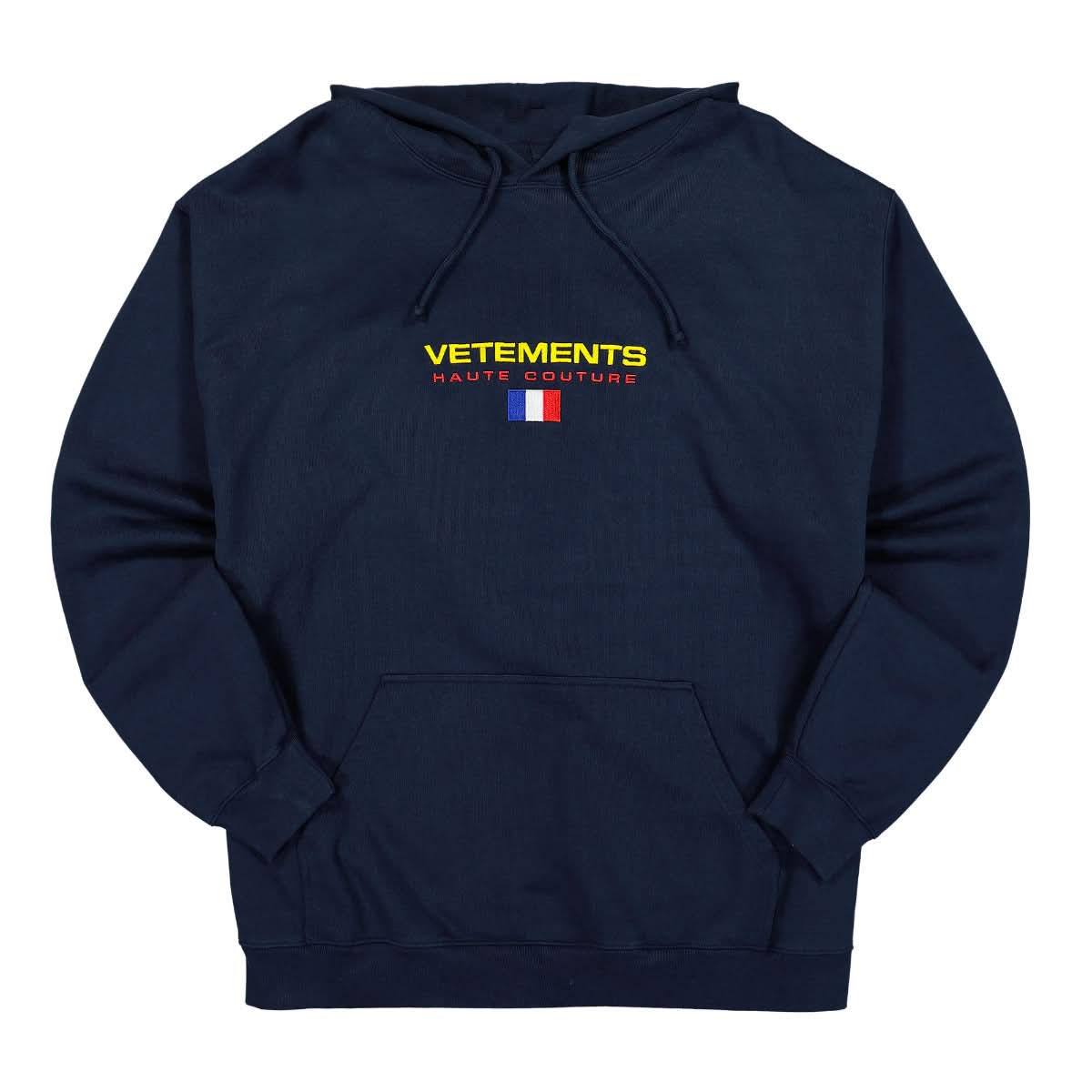 VETEMENTS Haute Couture Logo Hoodie Blue Detail view 1 | Gate