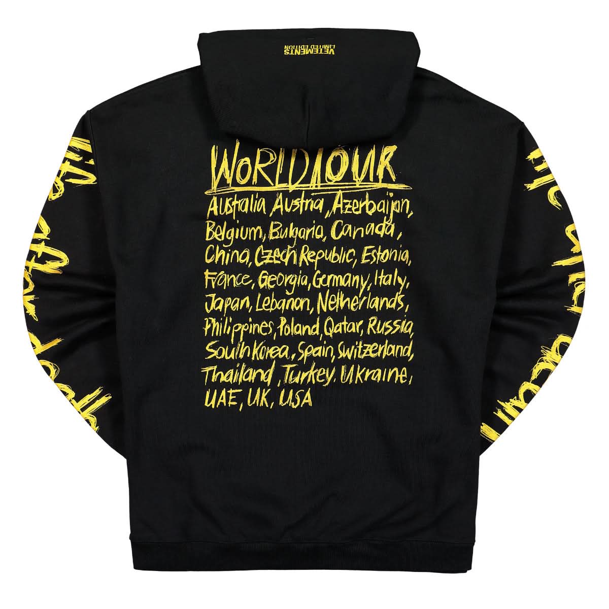 VETEMENTS World Tour Hoodie Black,Gold Detail view 2 | Gate